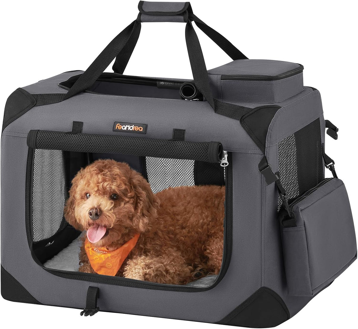 feandrea collapsible soft dog crate, portable travel carrier, main product view