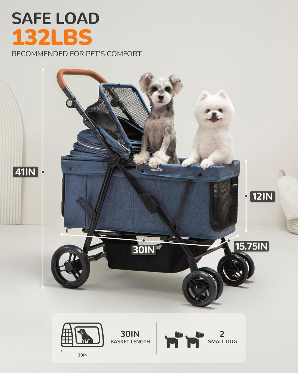 dog stroller for large & medium dogs (20–132, close-up detail