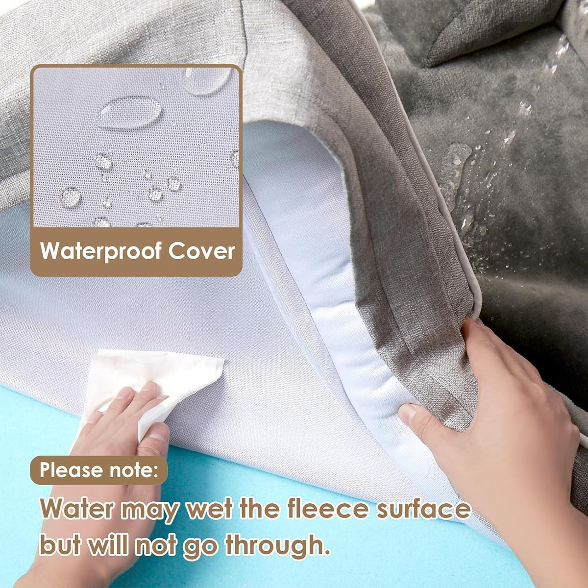 eheyciga orthopedic small dog bed, waterproof memory foam, close-up detail