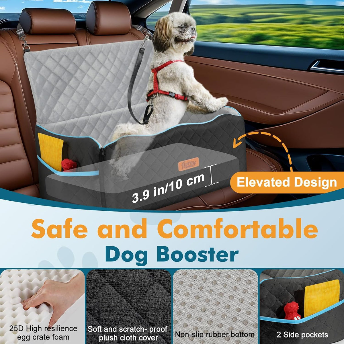 dog car seat for medium dogs up to, close-up detail