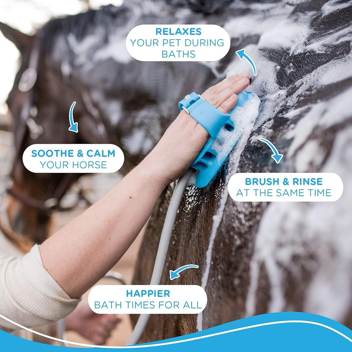 aquapaw 5-in-1 horse & dog bath brush &, side view