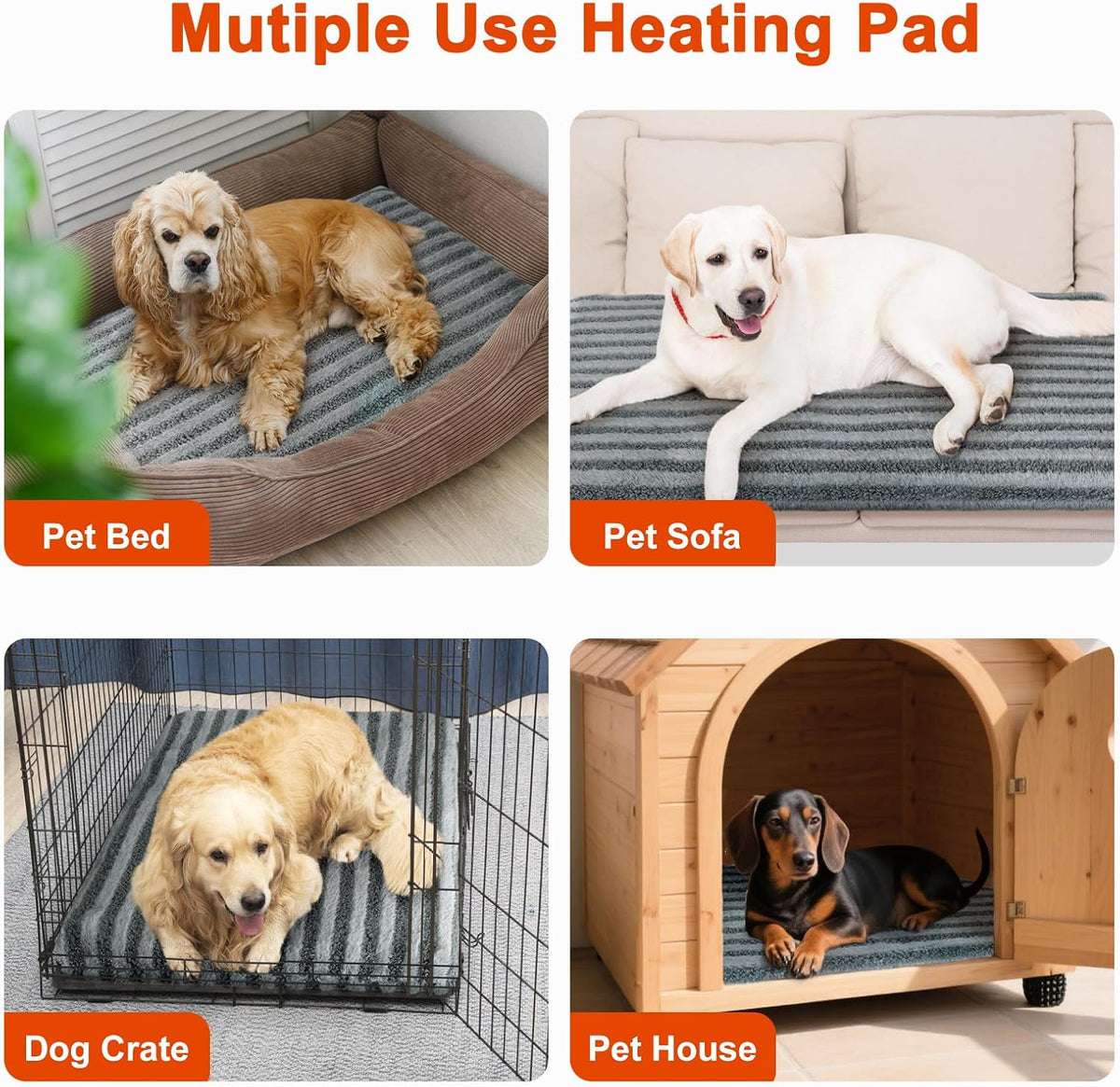 large pet heating pad, adjustable temperature with timer, front angle view