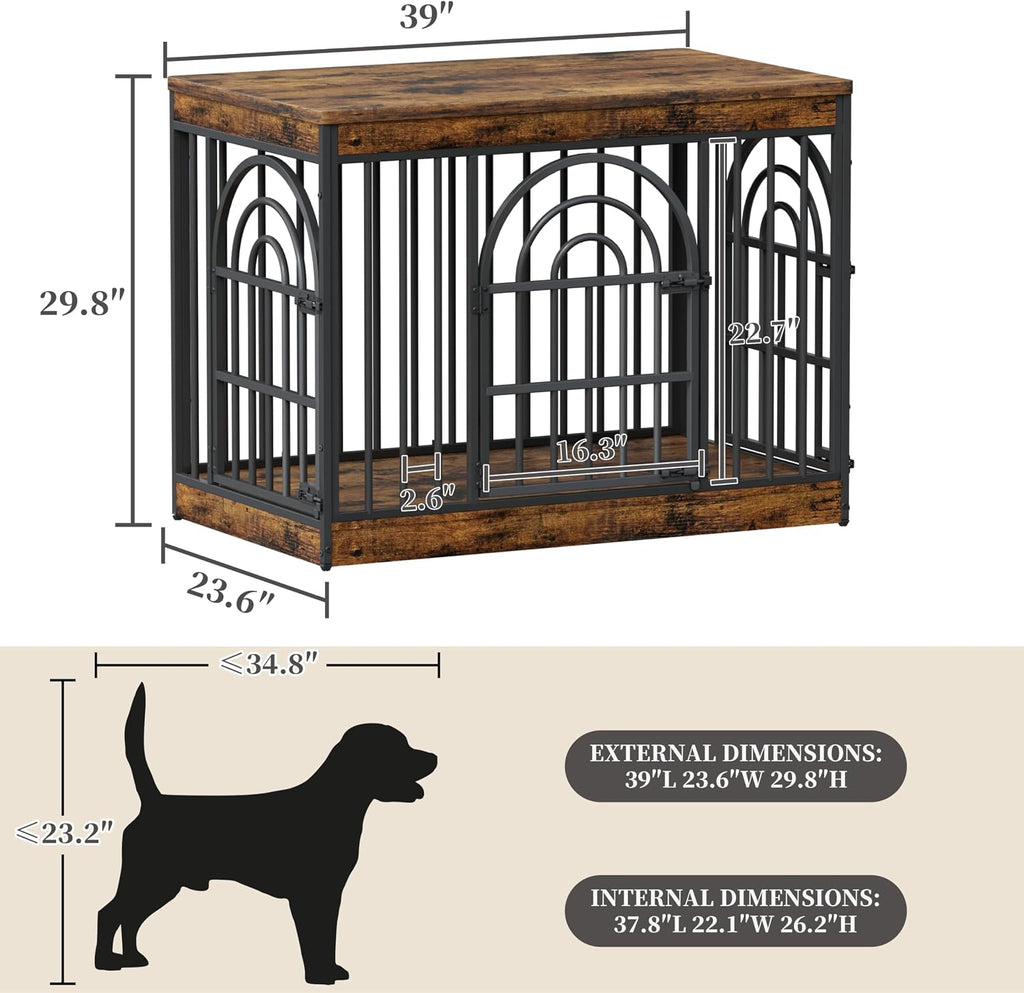 easycom 39" wooden dog crate furniture for small shown in use