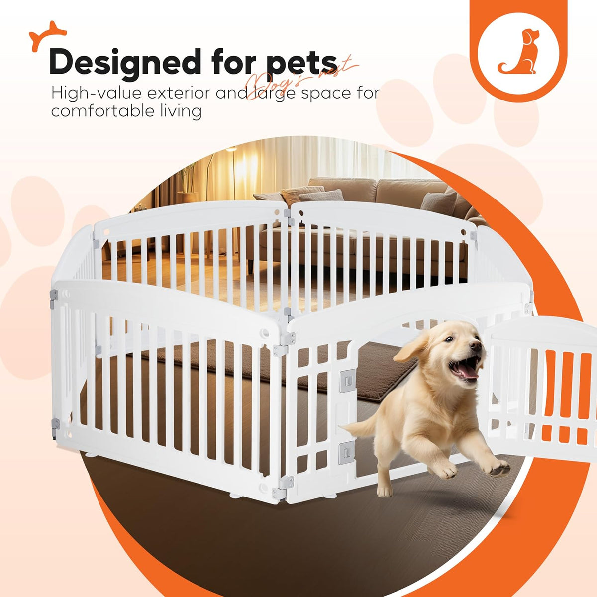 healsmart 6 panel dog playpen, 24” exercise puppy shown in use