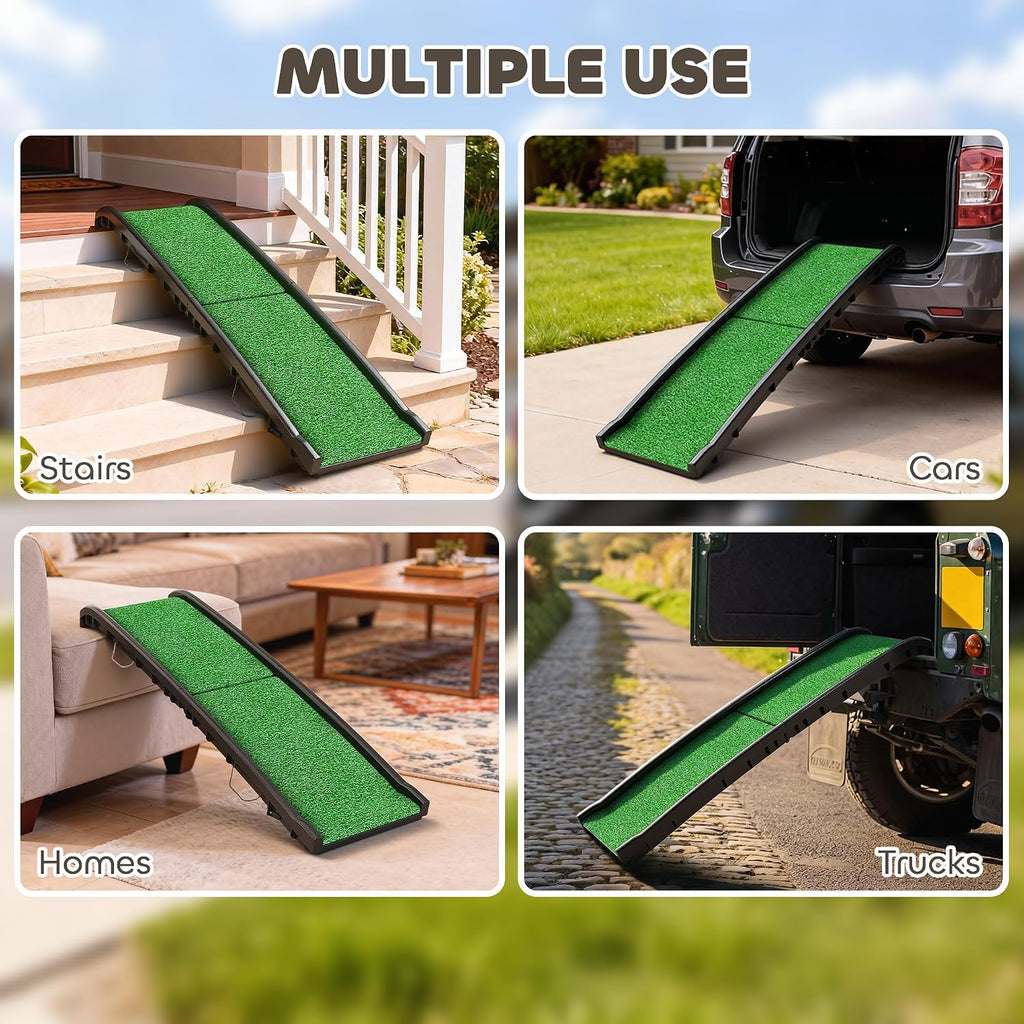 pawhut folding dog ramp, 61 inches portable pet on a desk or shelf