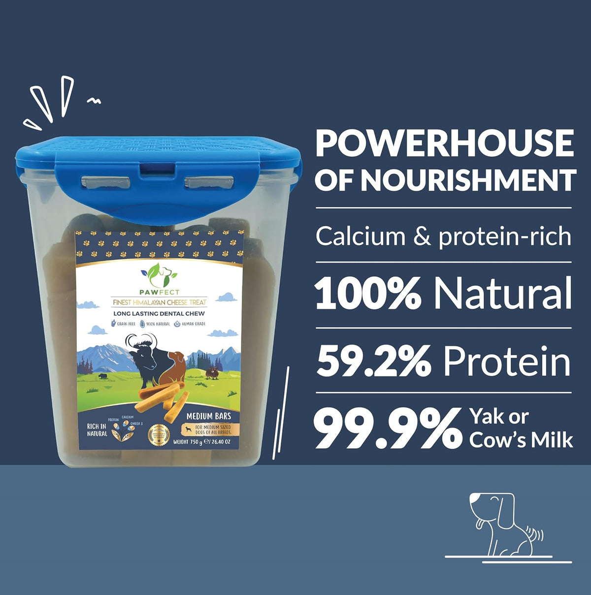 pawfect himalayan cheese chews for dogs | 100%, side view