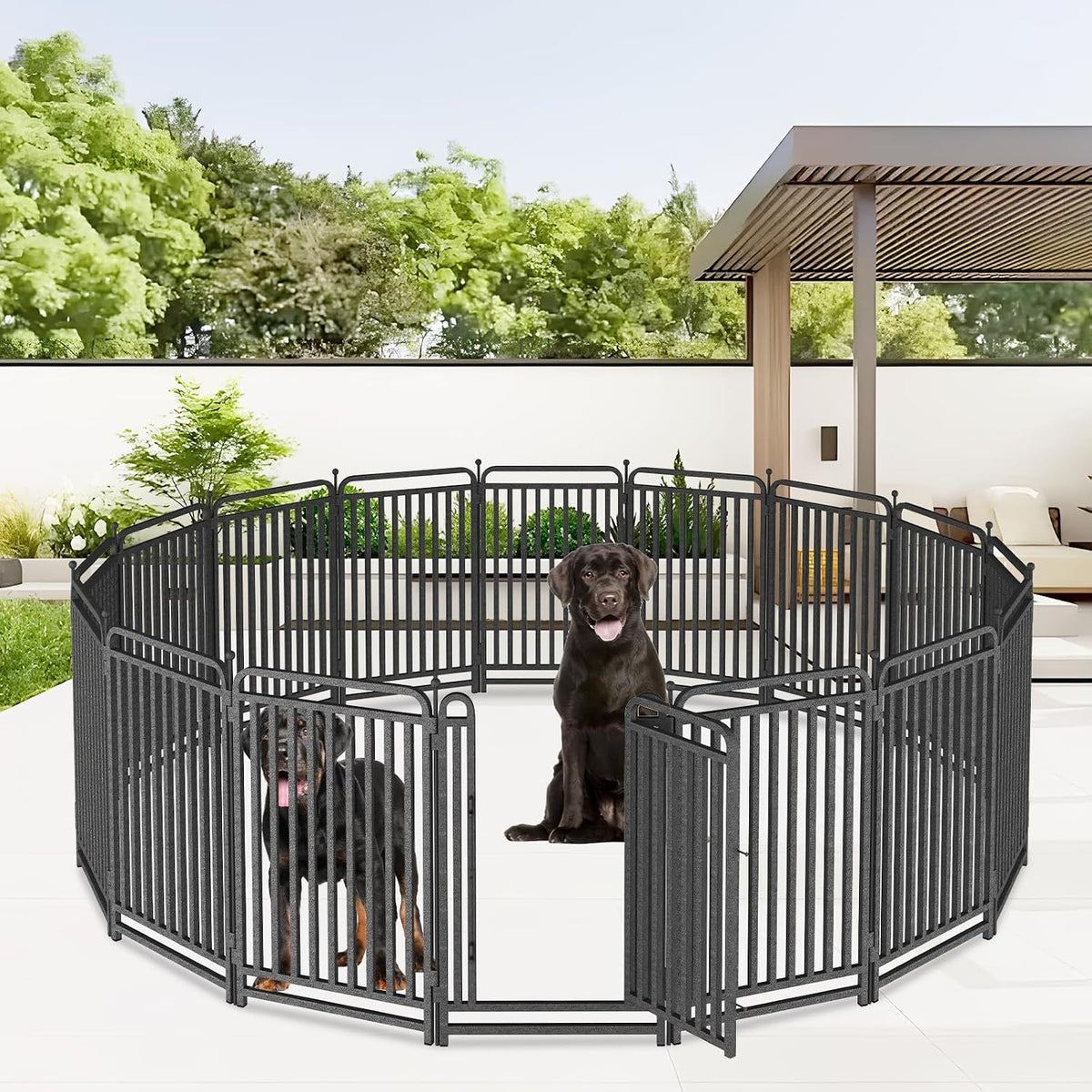 thickened dog playpen foldable metal yard fence32/43inch compact shown in use