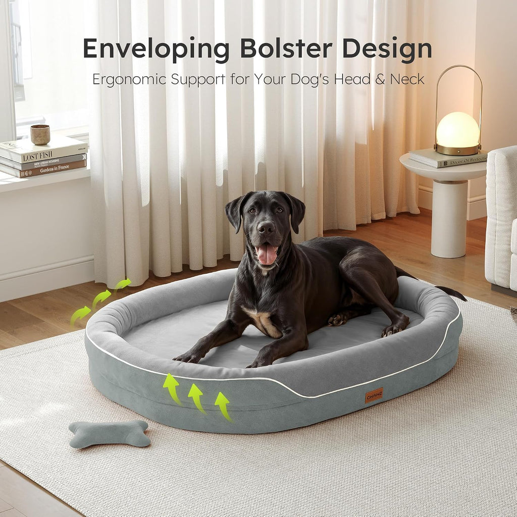 cwawz xxl orthopedic dog bed, 53 in. dog shown in use