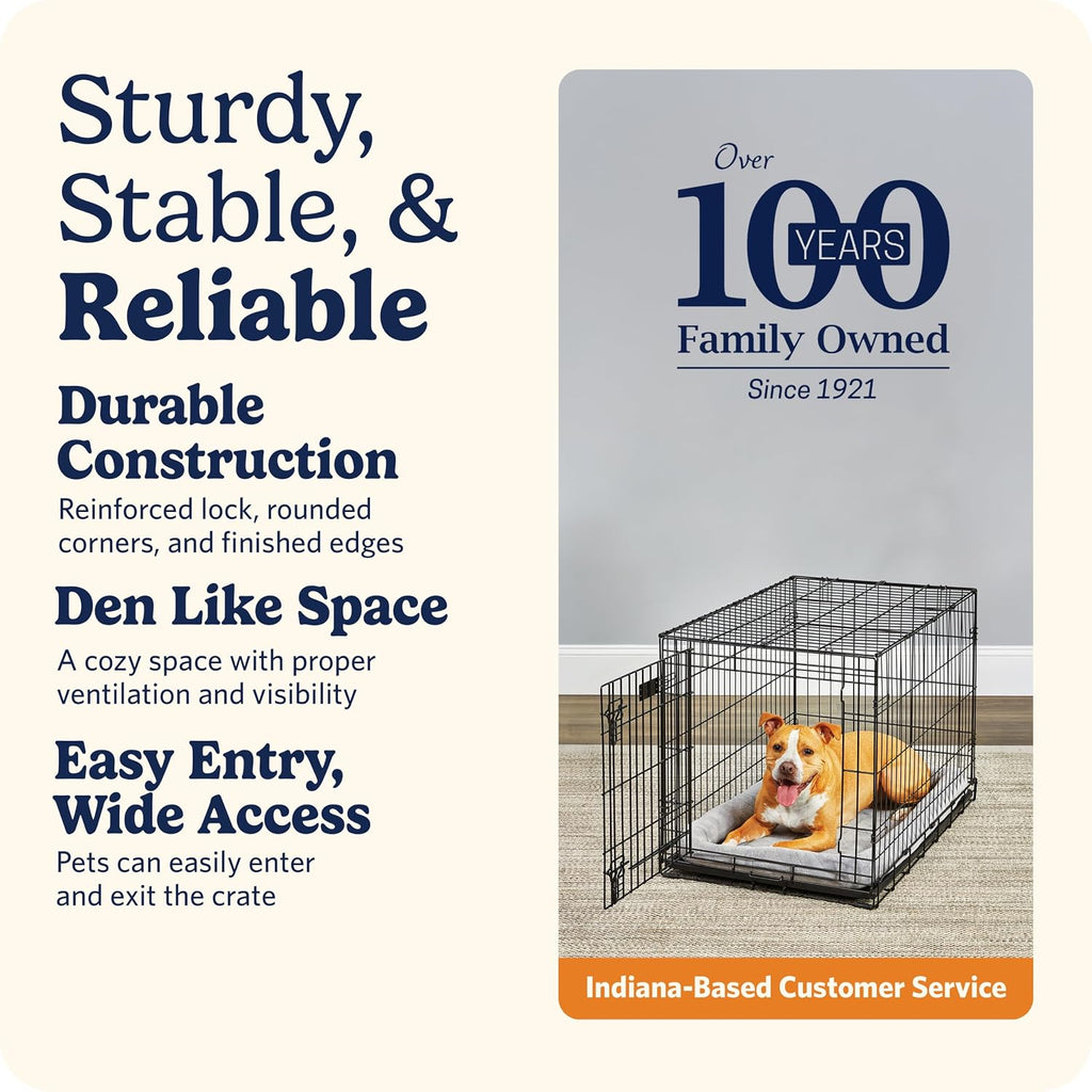 lifestages by midwest 36-inch single door crate, m-l showing dimensions