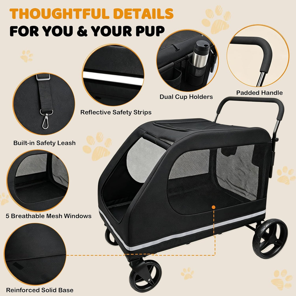 xiapia extra large dog stroller for large medium, close-up detail