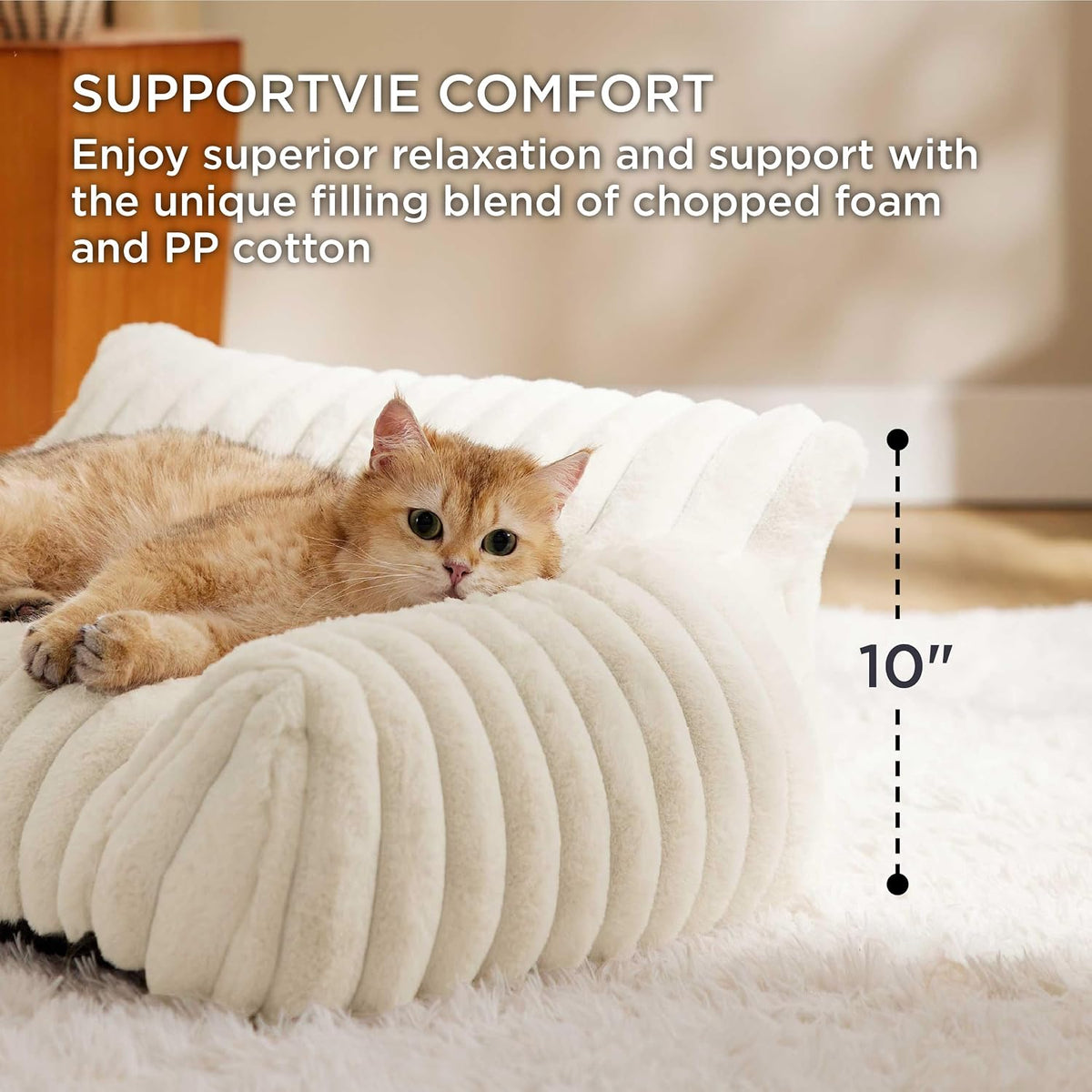 bedsure comfyfleece® shown on tv cute dog couch, close-up detail