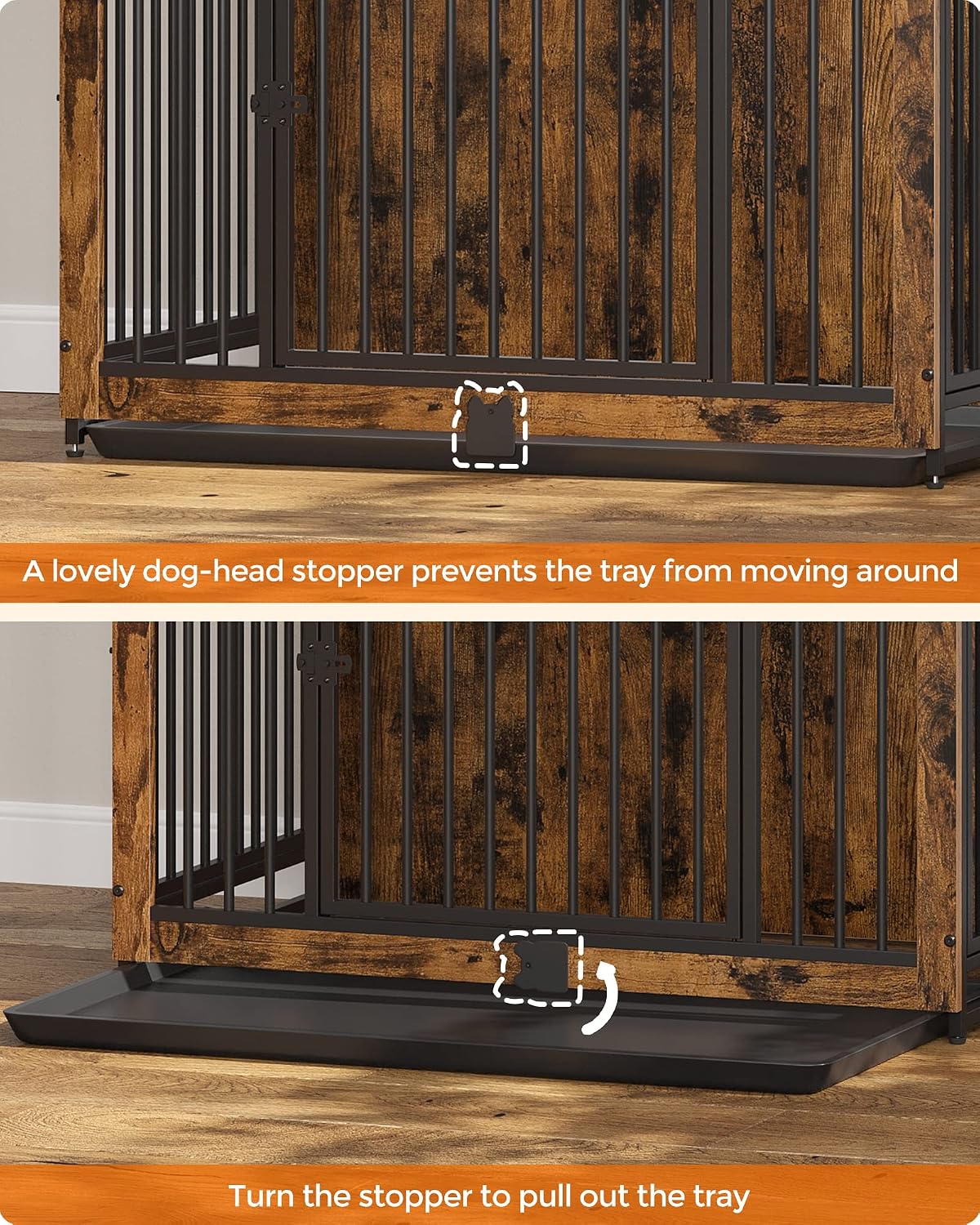 feandrea 38" dog crate furniture, heavy-duty dog kennel, package contents