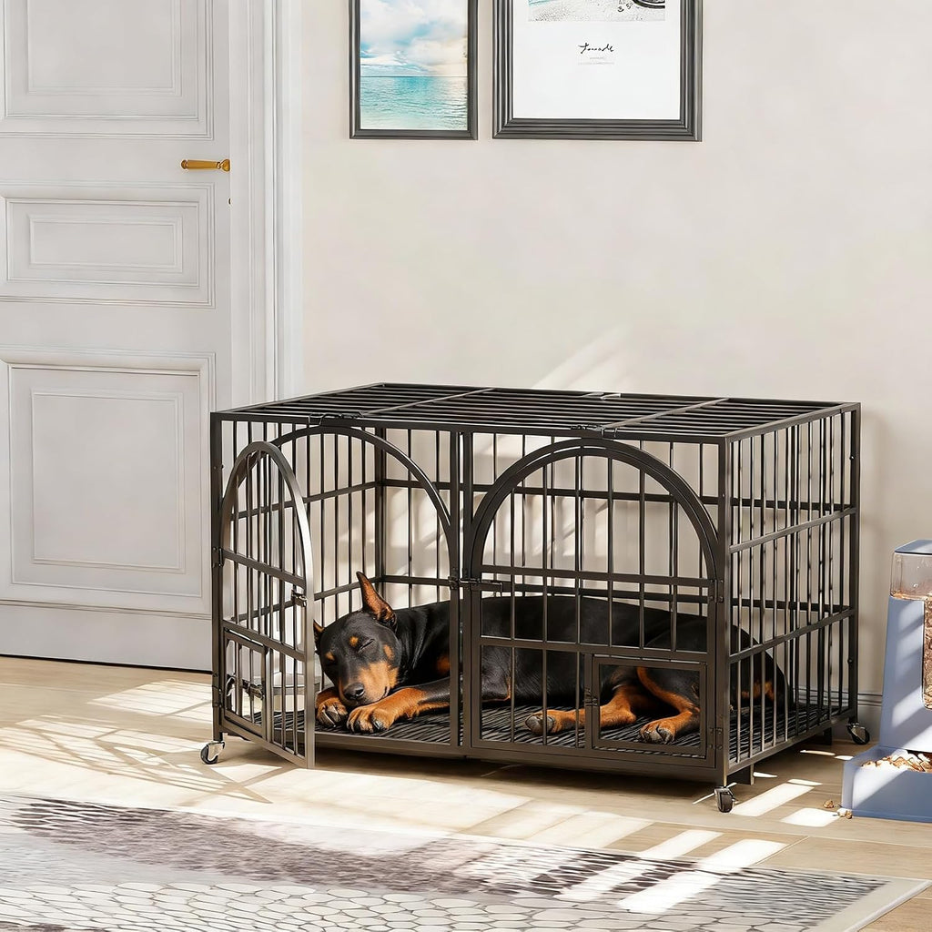 dosker 42" heavy duty metal dog crate cage on a desk or shelf
