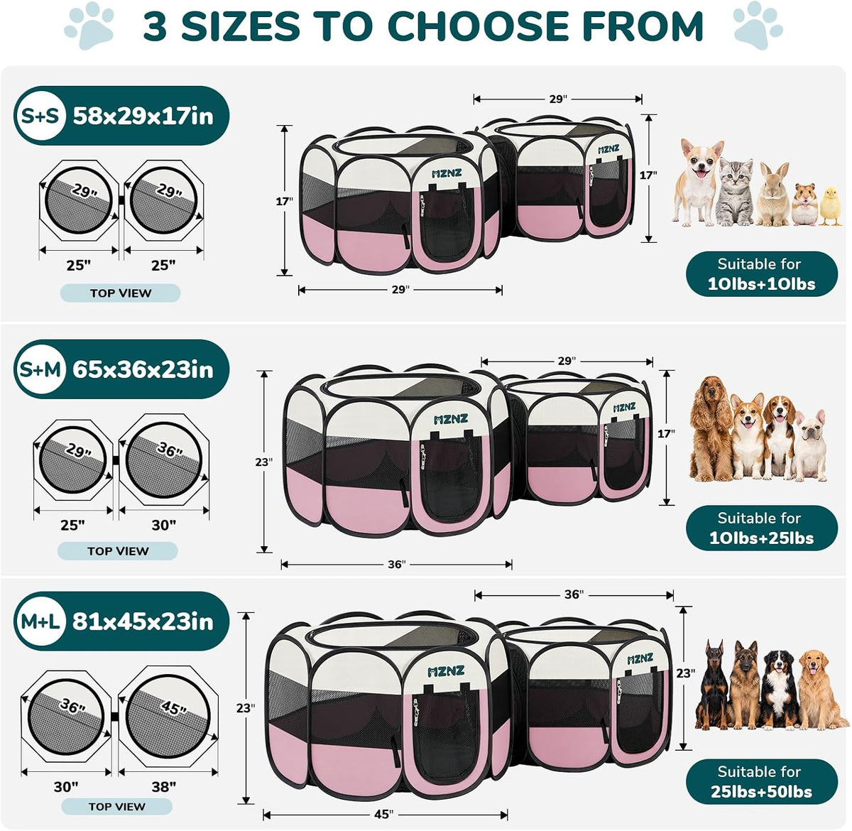 2-in-1 dog playpen, cat pet puppy playpen, small+small shown in use