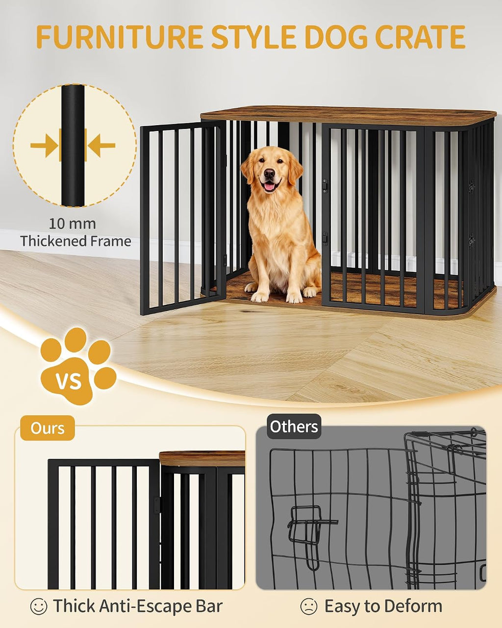 hzuaneri 39.4 in l dog crate furniture, wooden, package contents