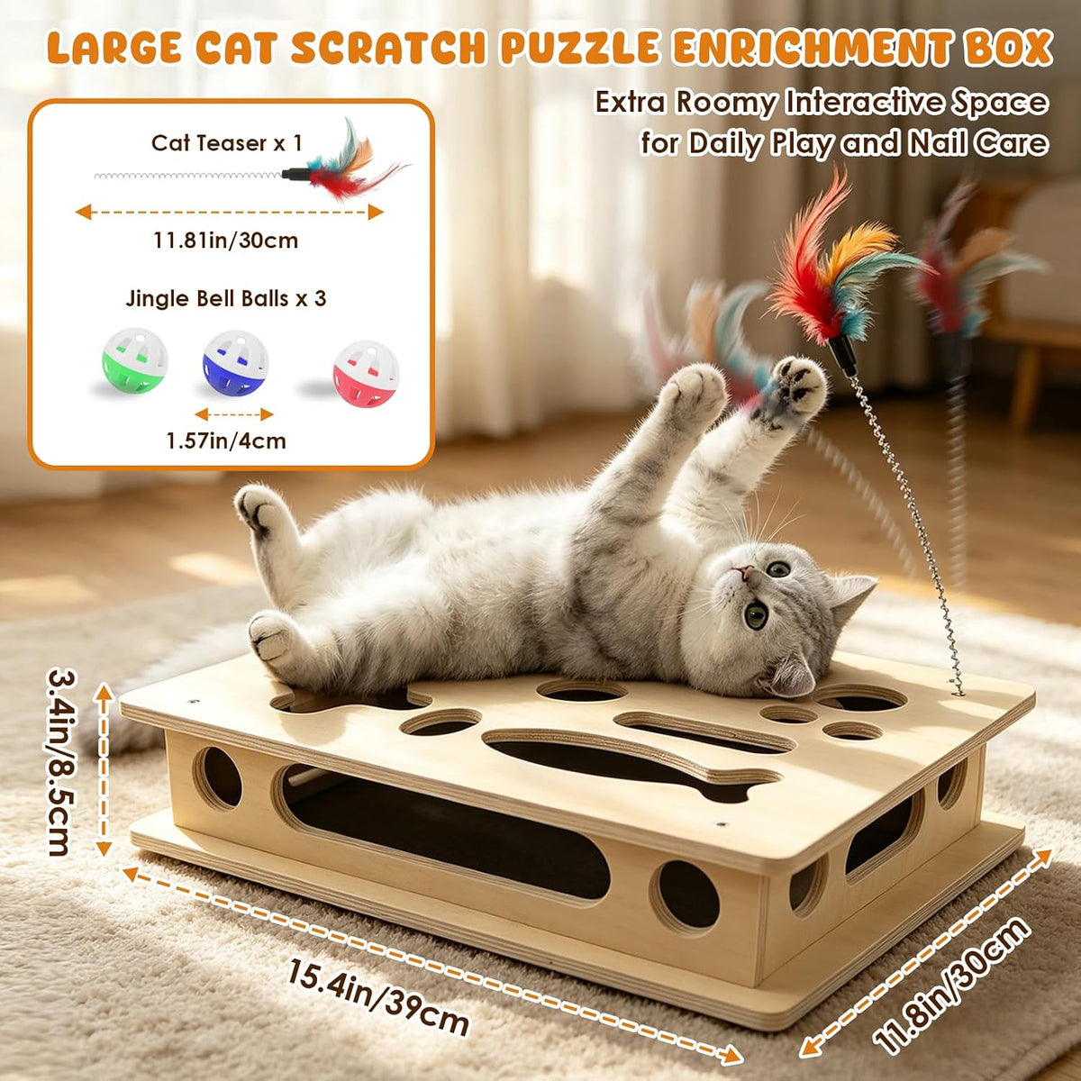 xiapia xl cat nail file box, 15.4 x shown in use