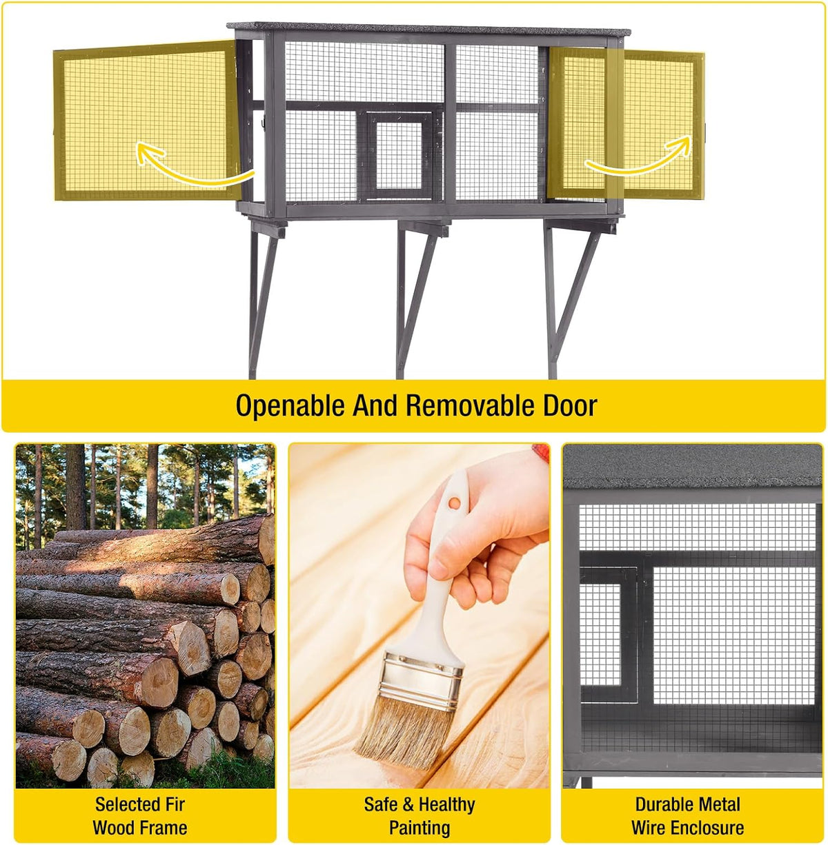 aivituvin catio outdoor cat enclosure, cat window box showing dimensions
