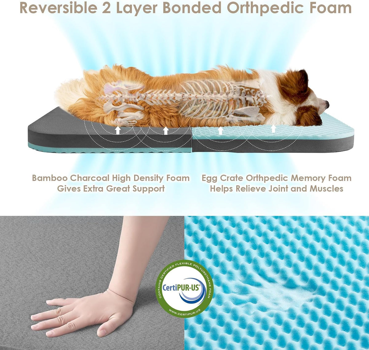 eheyciga foldable xxl dog bed for large sized, close-up detail