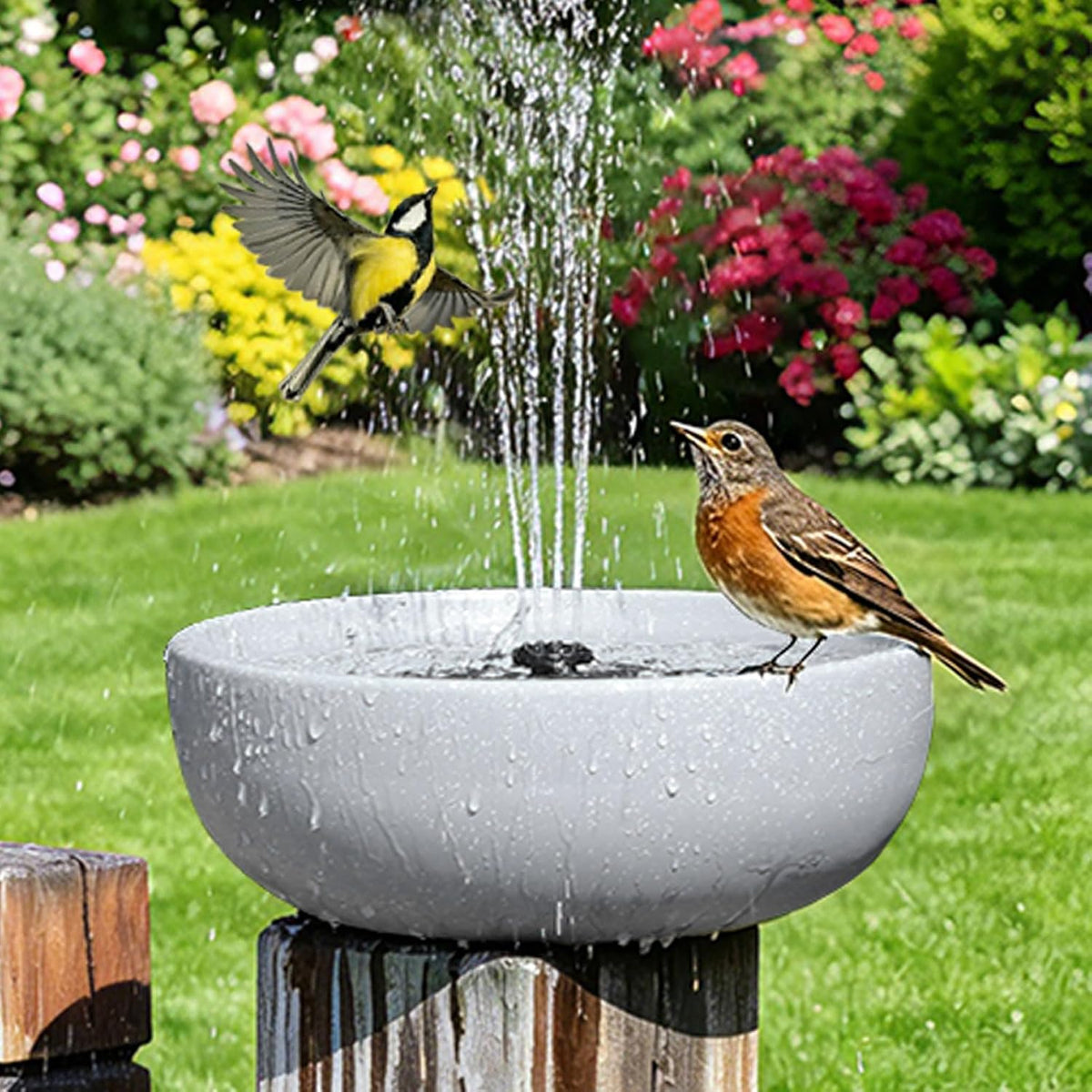 11.2" solar bird bath fountain for outdoors,bird bath, side view