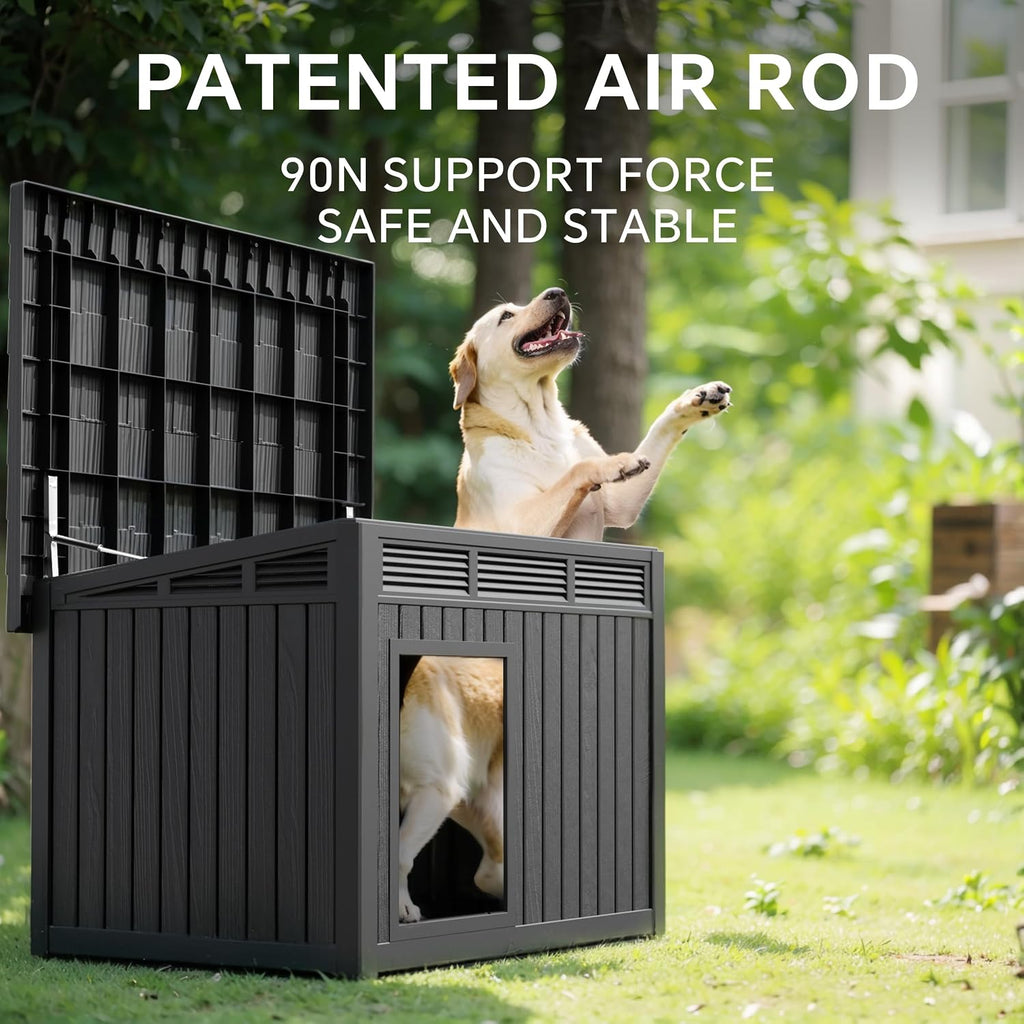 vixzen dog house outdoor & indoor, medium size showing dimensions