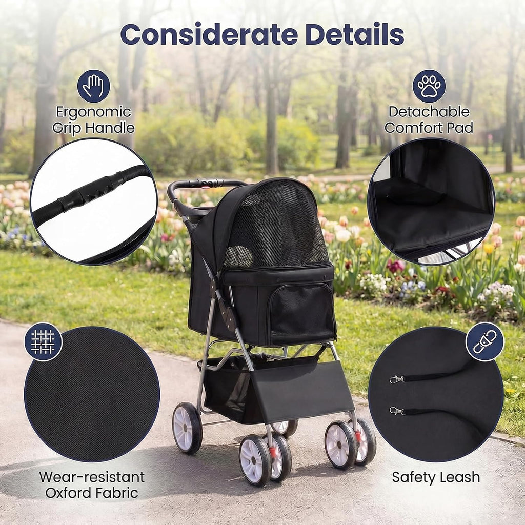 giantex foldable pet stroller for small dogs &, front angle view