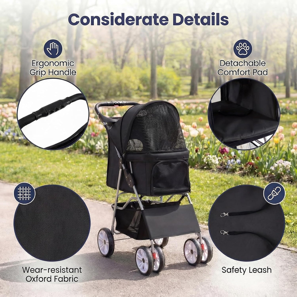 giantex foldable pet stroller for small dogs &, front angle view