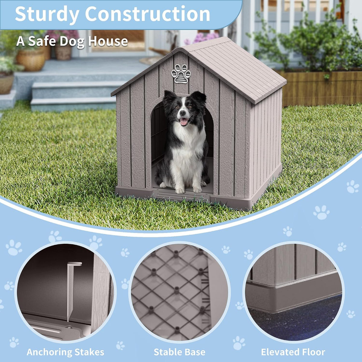 dog house outdoor weatherproof，waterproof resin outside dog house shown in use