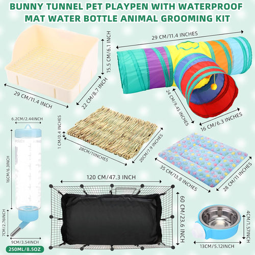 rabbit starter kit litter box bunny tunnel pet shown in use