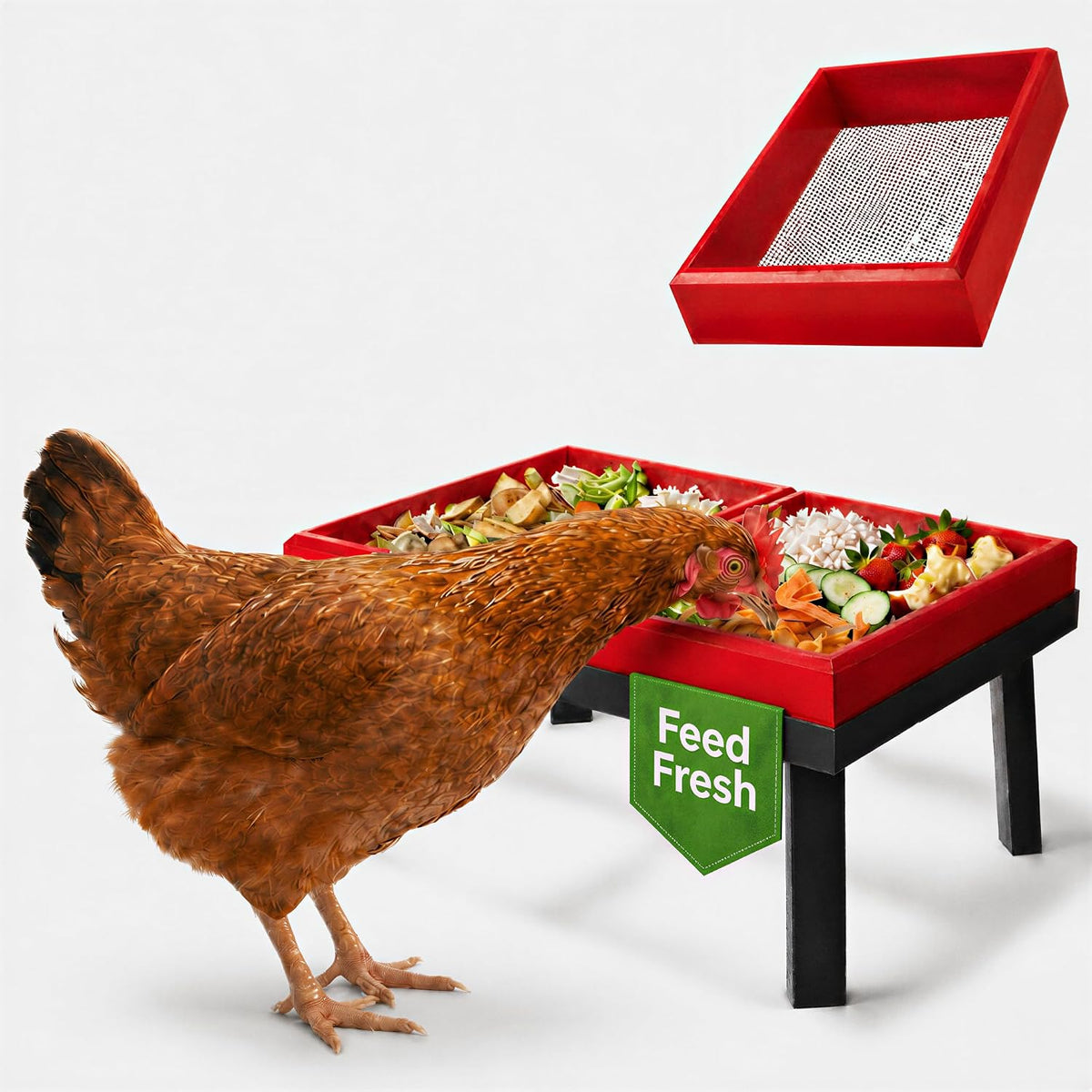 kitchen scrap feeder for chickens, metal stand w, main product view