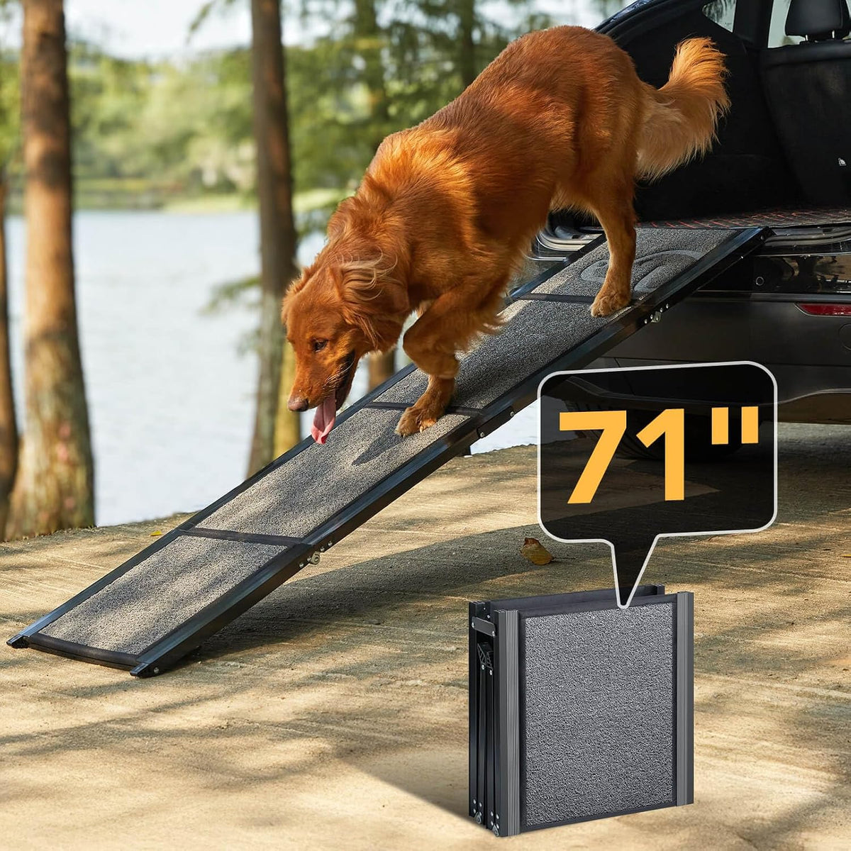 petthem dog ramp for cars, 71" l ×, main product view
