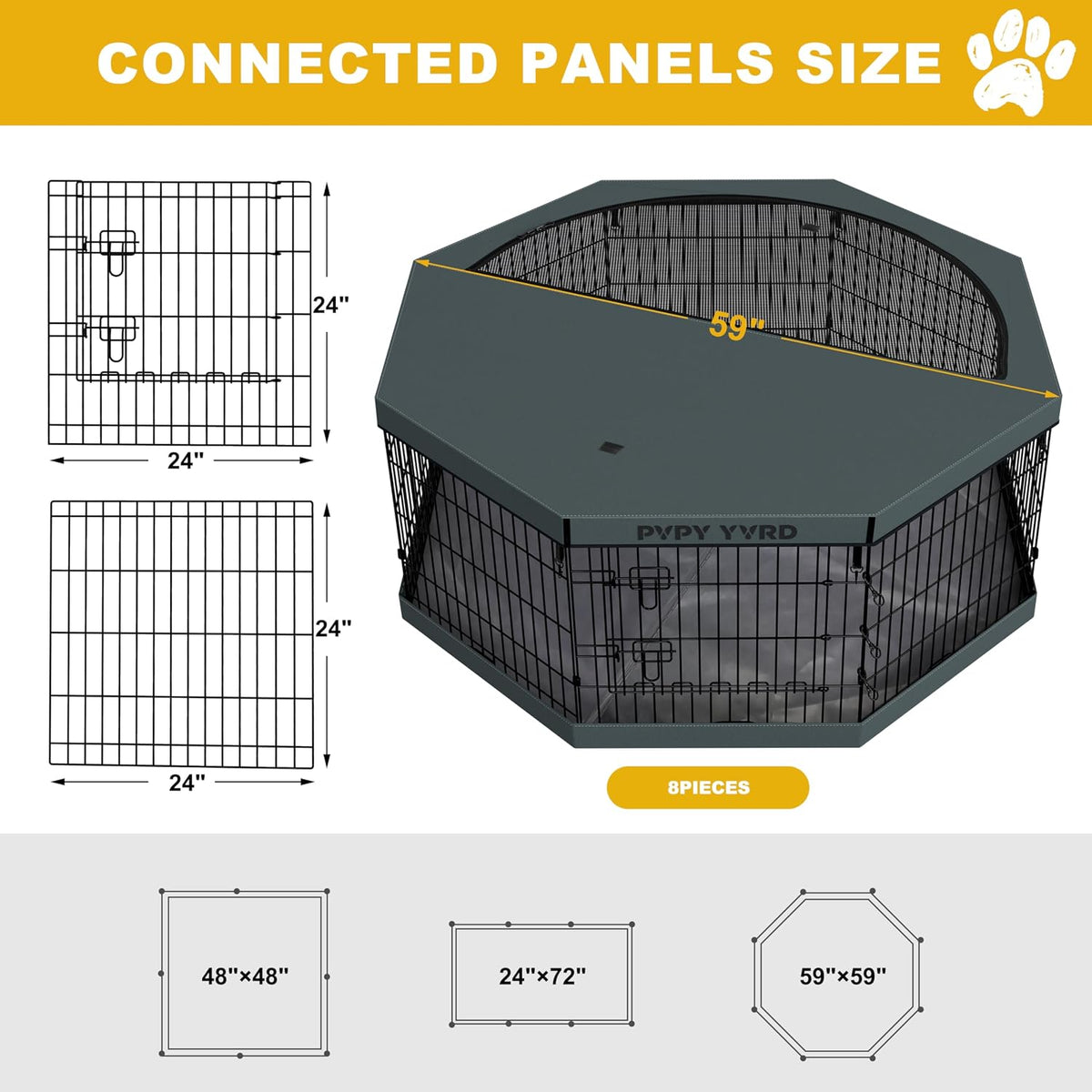 dog playpen with top cover and bottom pad,foldable, close-up detail
