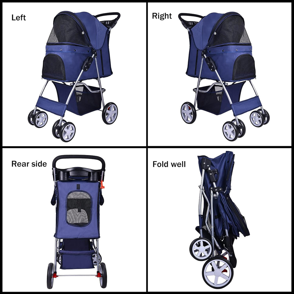 elevon pet stroller, 4 wheels multifunction dog cat shown in use