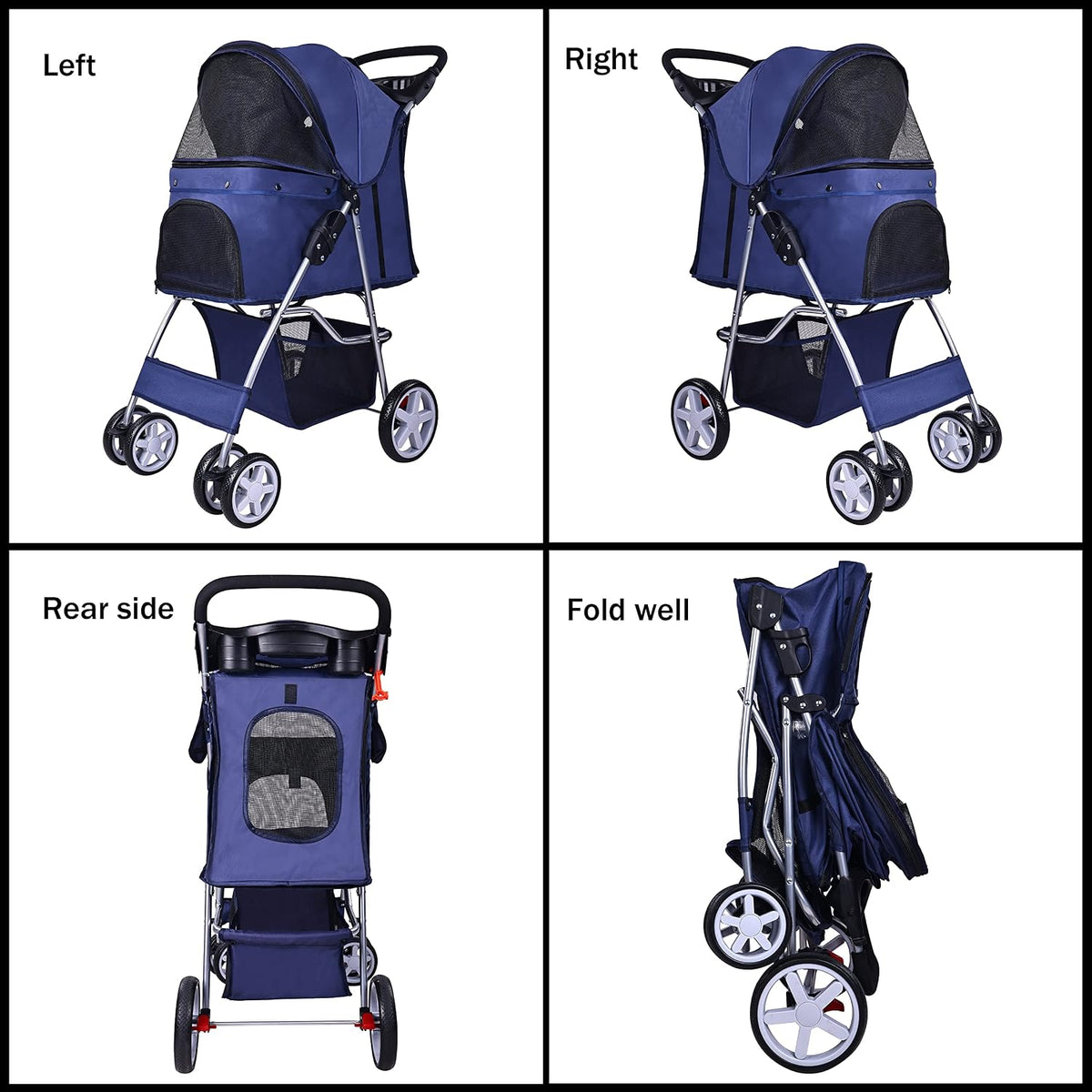 elevon pet stroller, 4 wheels multifunction dog cat shown in use
