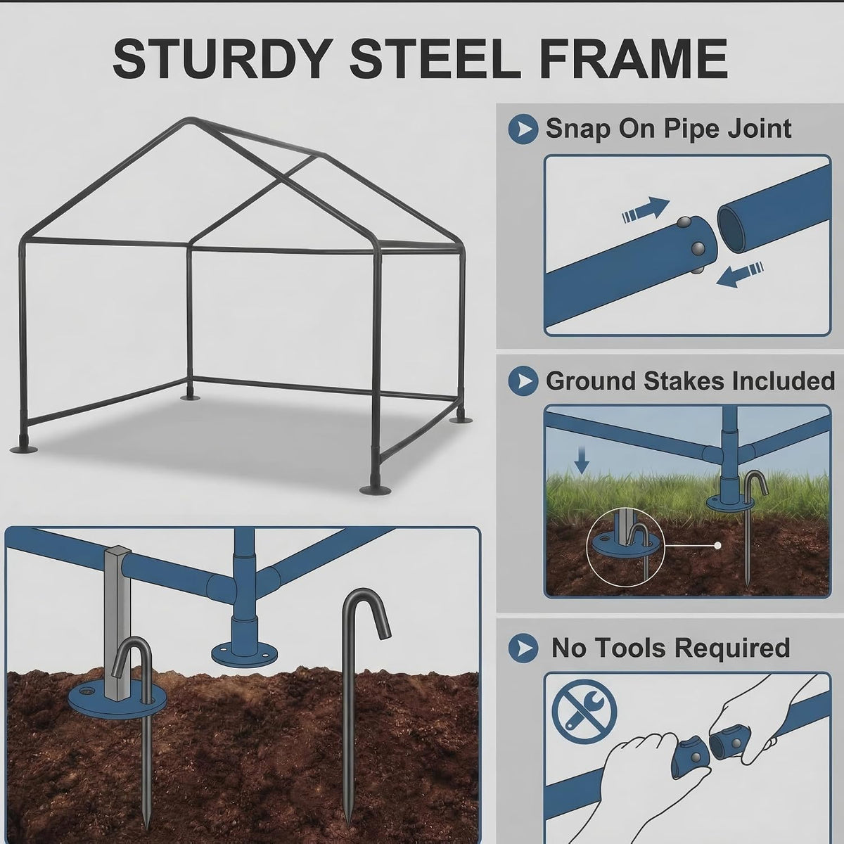 outdoor dog tent, 4'x4'x3' dog house shade shelter, side view
