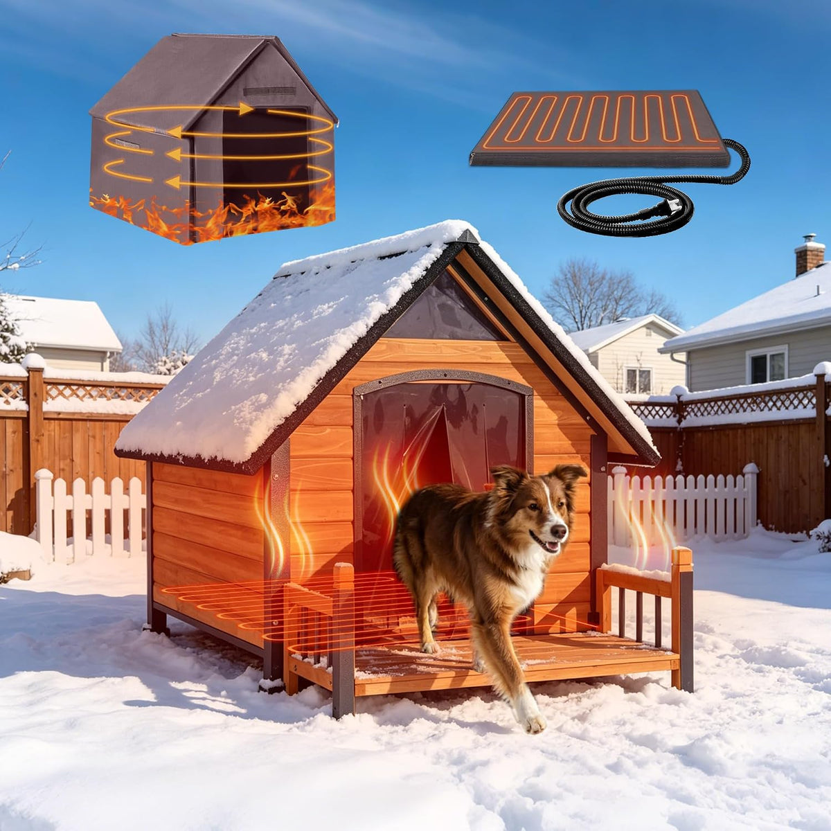 extra large heated dog house outdoor with iron, main product view