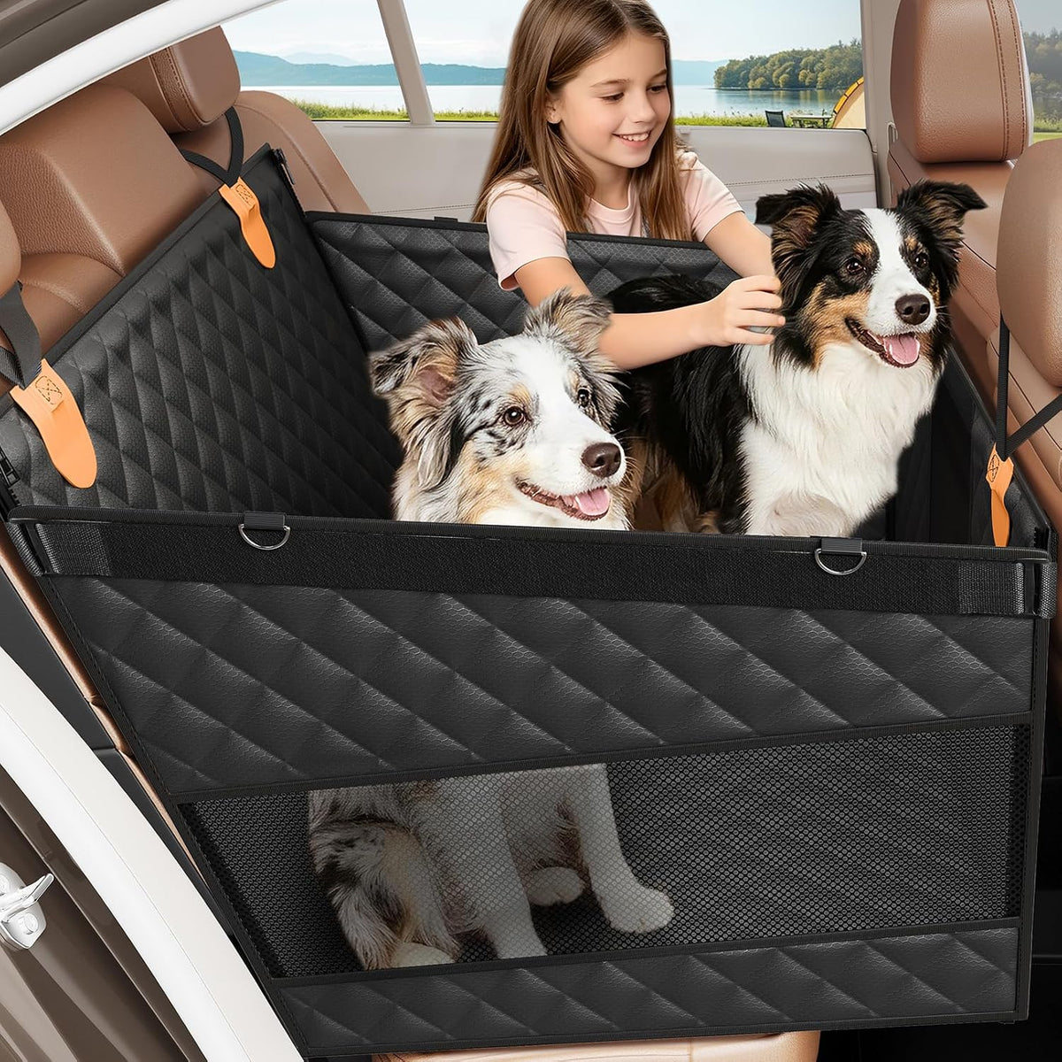 peticon large dog car seat, back seat extender, main product view