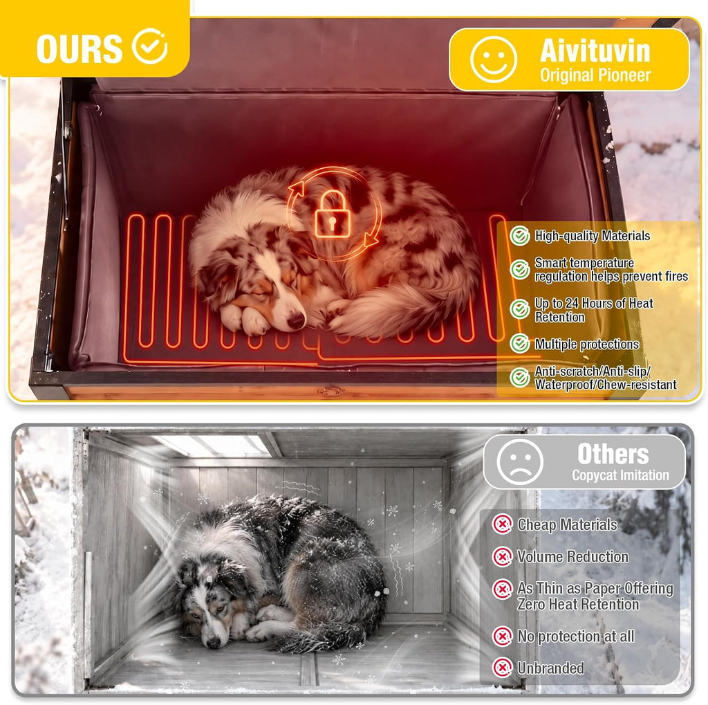 aivituvin heated dog house outdoor 43.3" insulated dog showing dimensions