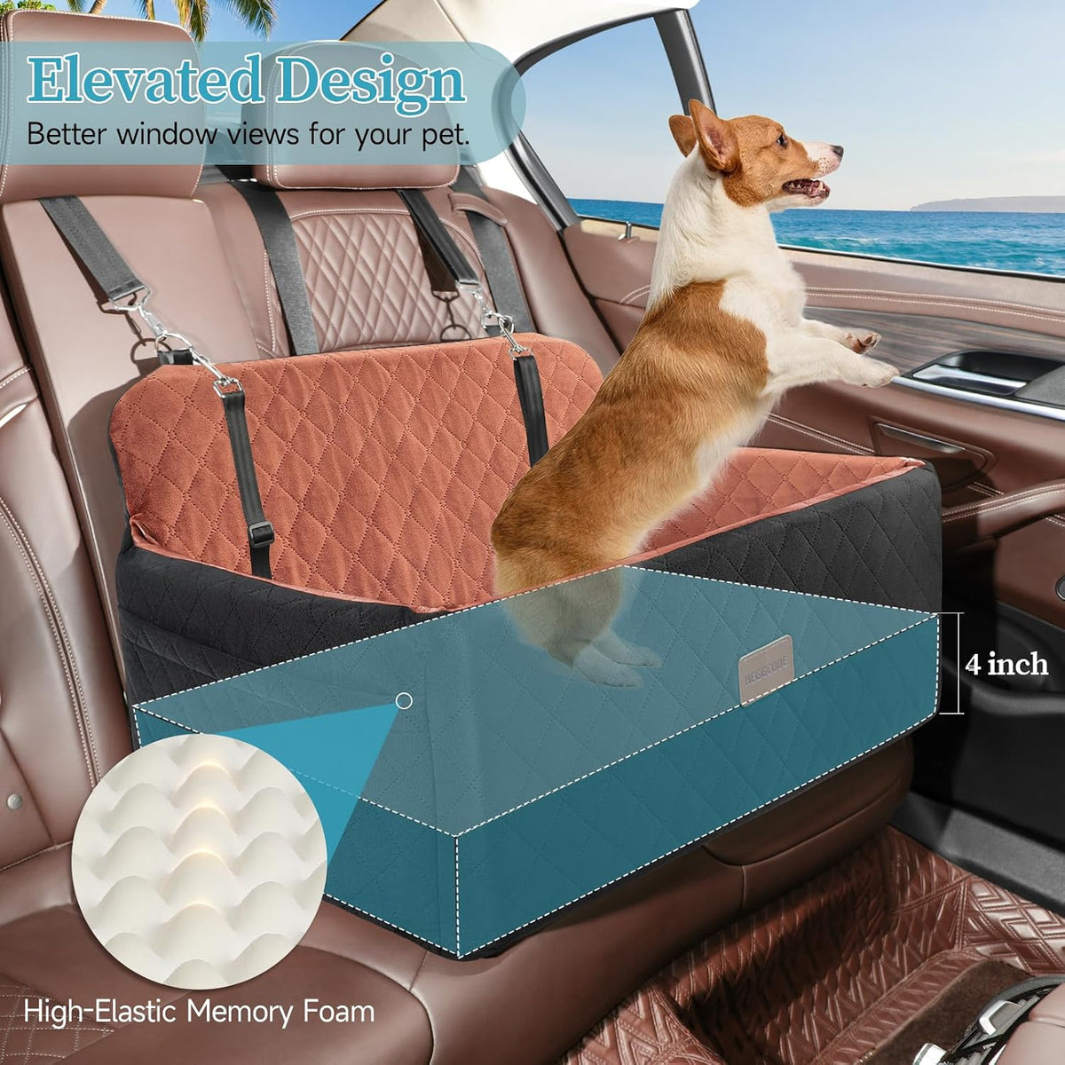 dog car seat for medium large dogs under shown in use