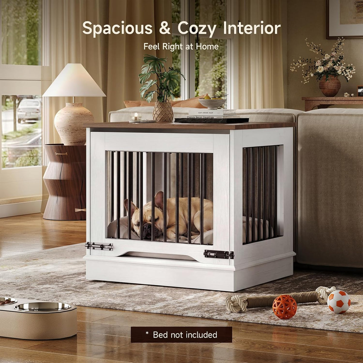 onbrill 27 inch flip-up door dog crate furniture, close-up detail