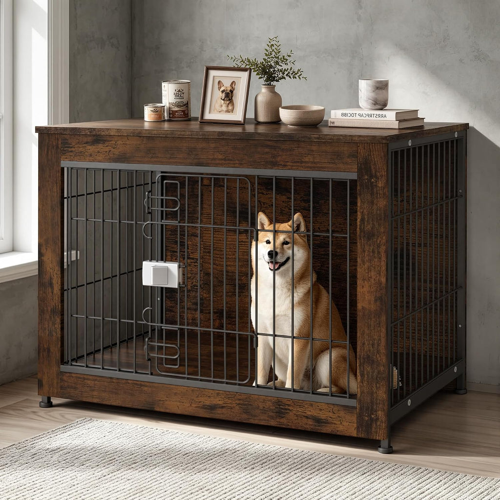 wooden dog crate furniture 32" for high anxiety, main product view