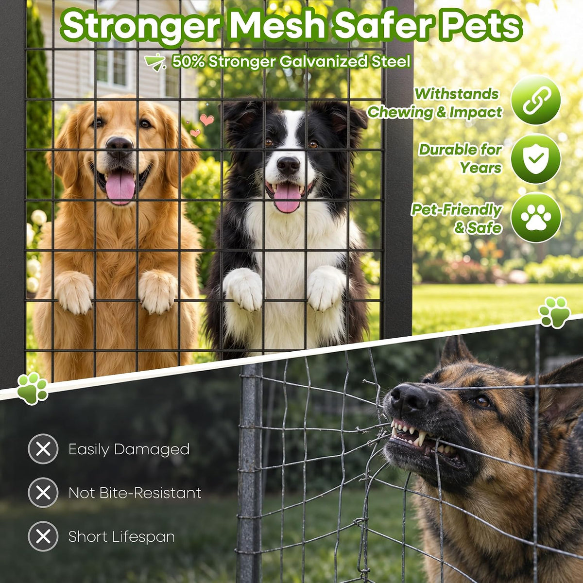4x4 ft heavy duty outdoor dog kennel for, front angle view