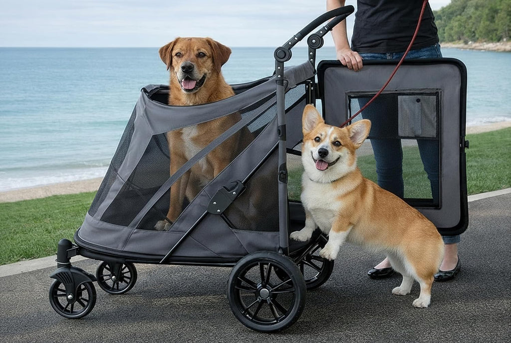pet gear no-zip excursion pet stroller, graphite, main product view