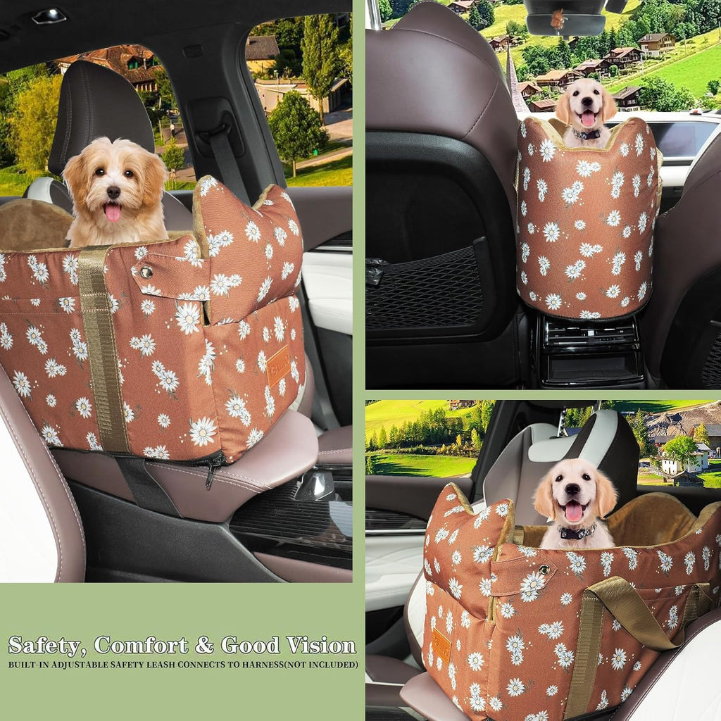 dog car seat for small dogs 5-15 lbs,cofe shown in use