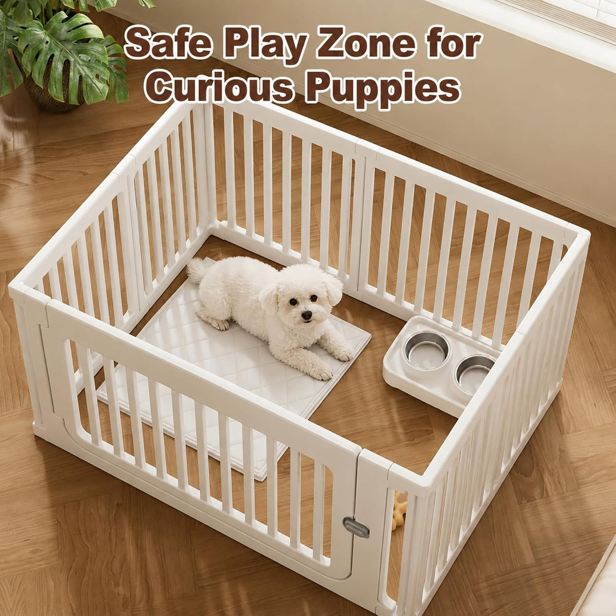 24" plastic dog playpen, 7-panel lightweight pet play, close-up detail