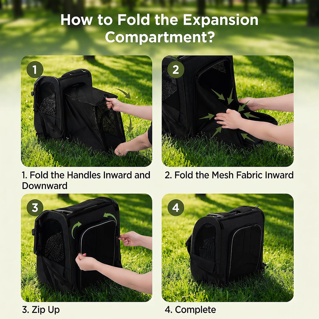 expandable cat backpack carrier airline approved pet travel showing dimensions