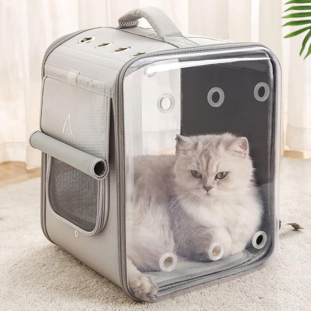 cat backpack carrier large pet backpack carrier, 17lbs shown in use