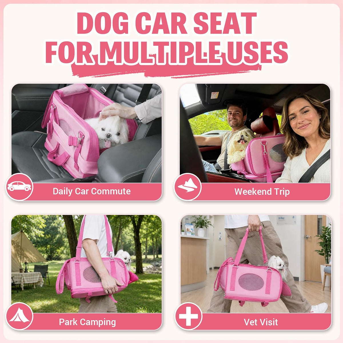center console dog car seat for small dogs shown in use