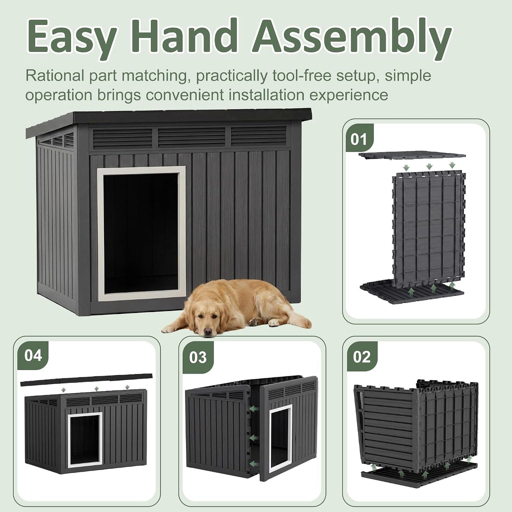 drato large dog house, weatherproof resin large dog, package contents
