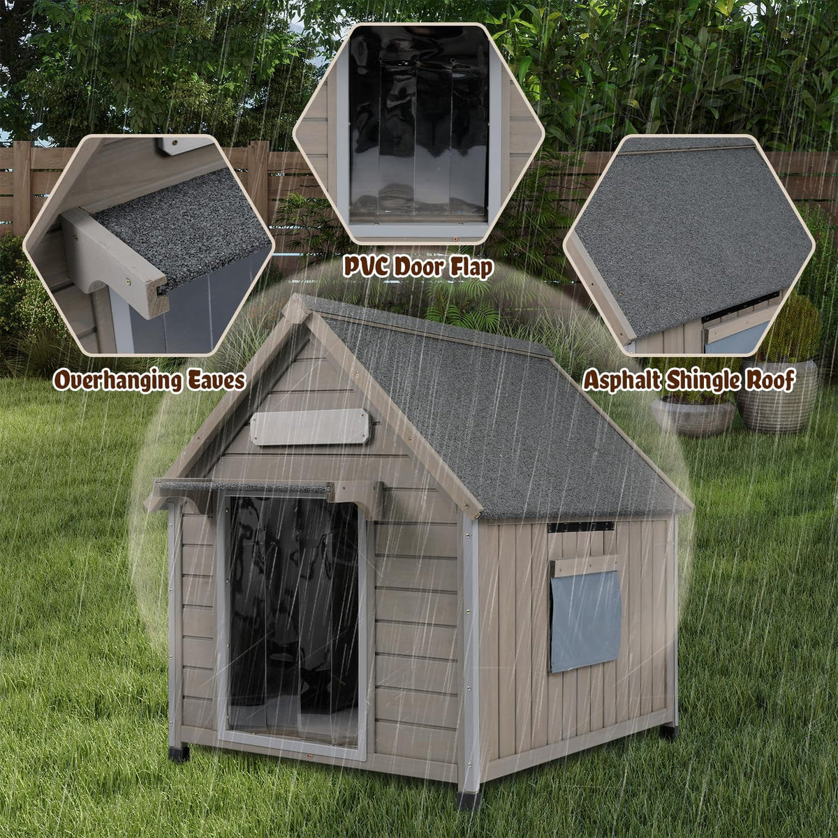 ketive outdoor dog house weatherproof for medium & showing dimensions