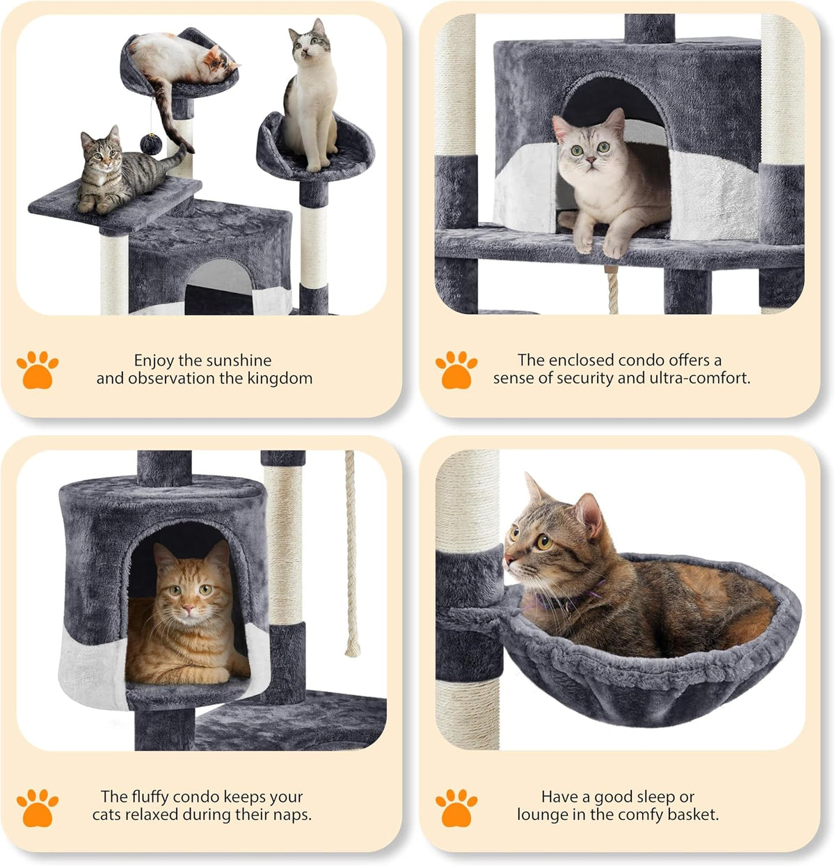 yaheetech 79in multi-level tall cat tree for multiple showing dimensions